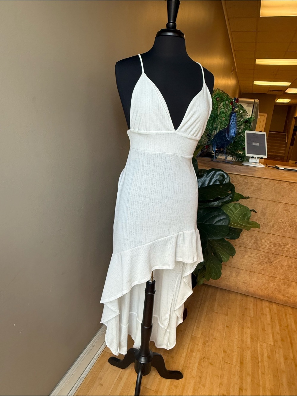 Go Couture Ivory High-Low Ruffle Slip Dress - Picture 7 of 7